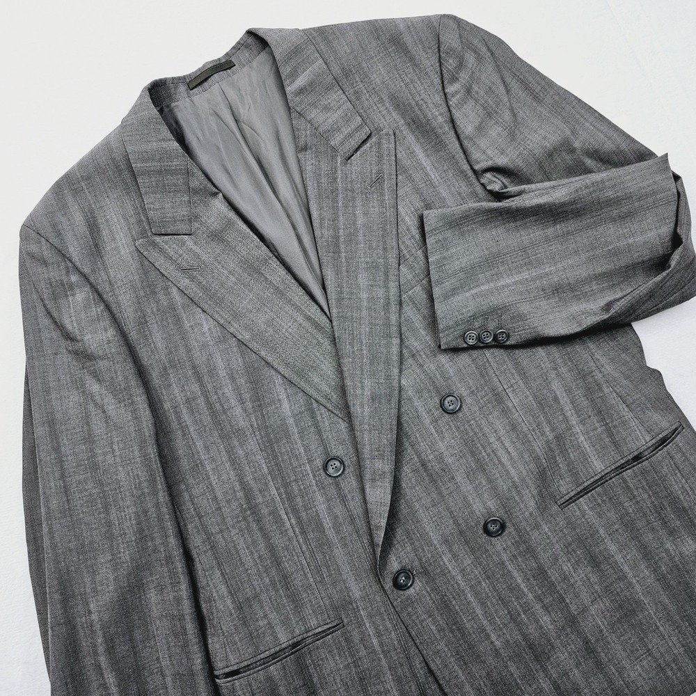 Hugo Boss‎ Blazer Mens 41R Gray Double Breasted Peak Lapel Sport Coat Silk Wool